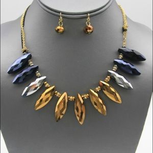 Ombré Crystal Spike Collar with Earrings